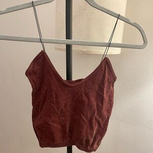 Free People Metallic Burgundy Cami